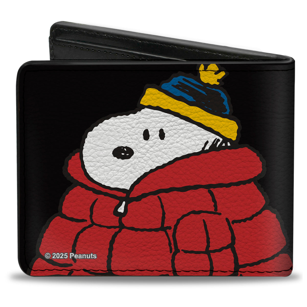 Snoopy & Woodstock Holiday Red Puffer Jacket Bi-Fold Wallet – Peanuts Fan Gear Black Bi-Fold Wallets Peanuts