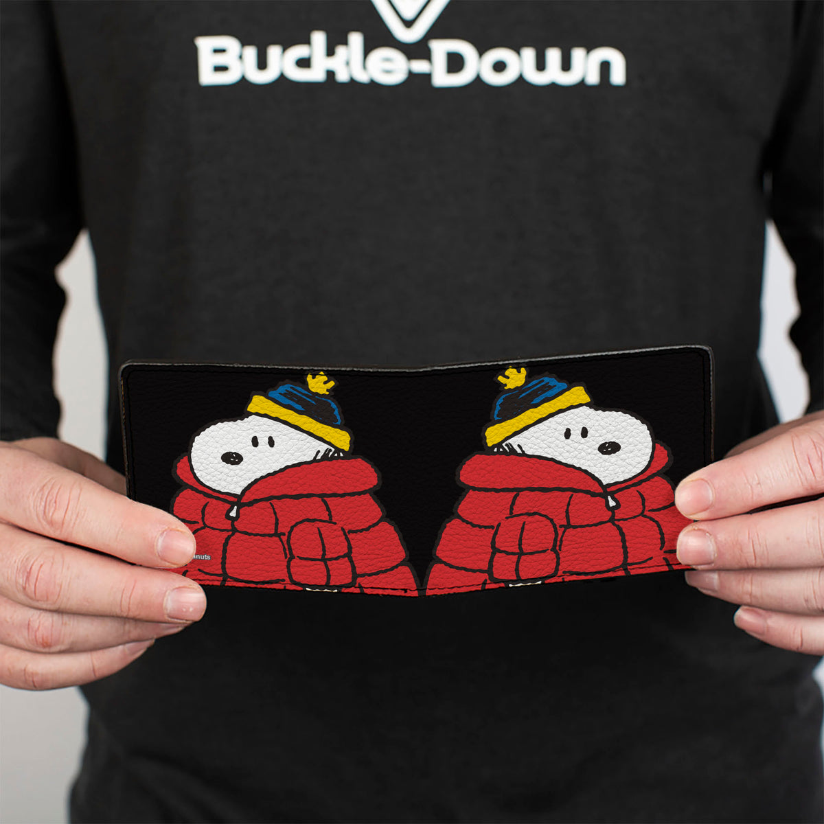 Snoopy & Woodstock Holiday Red Puffer Jacket Bi-Fold Wallet – Peanuts Fan Gear Black Bi-Fold Wallets Peanuts