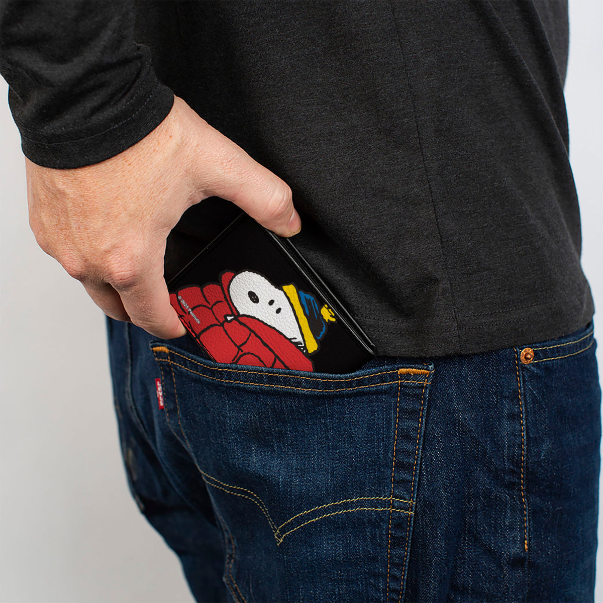 Snoopy & Woodstock Holiday Red Puffer Jacket Bi-Fold Wallet – Peanuts Fan Gear Black Bi-Fold Wallets Peanuts
