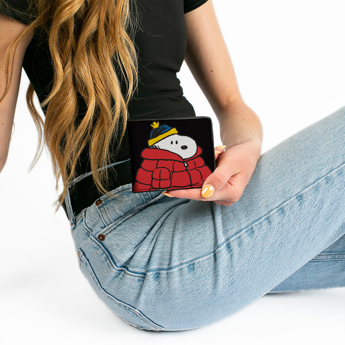 Snoopy & Woodstock Holiday Red Puffer Jacket Bi-Fold Wallet – Peanuts Fan Gear Black Bi-Fold Wallets Peanuts