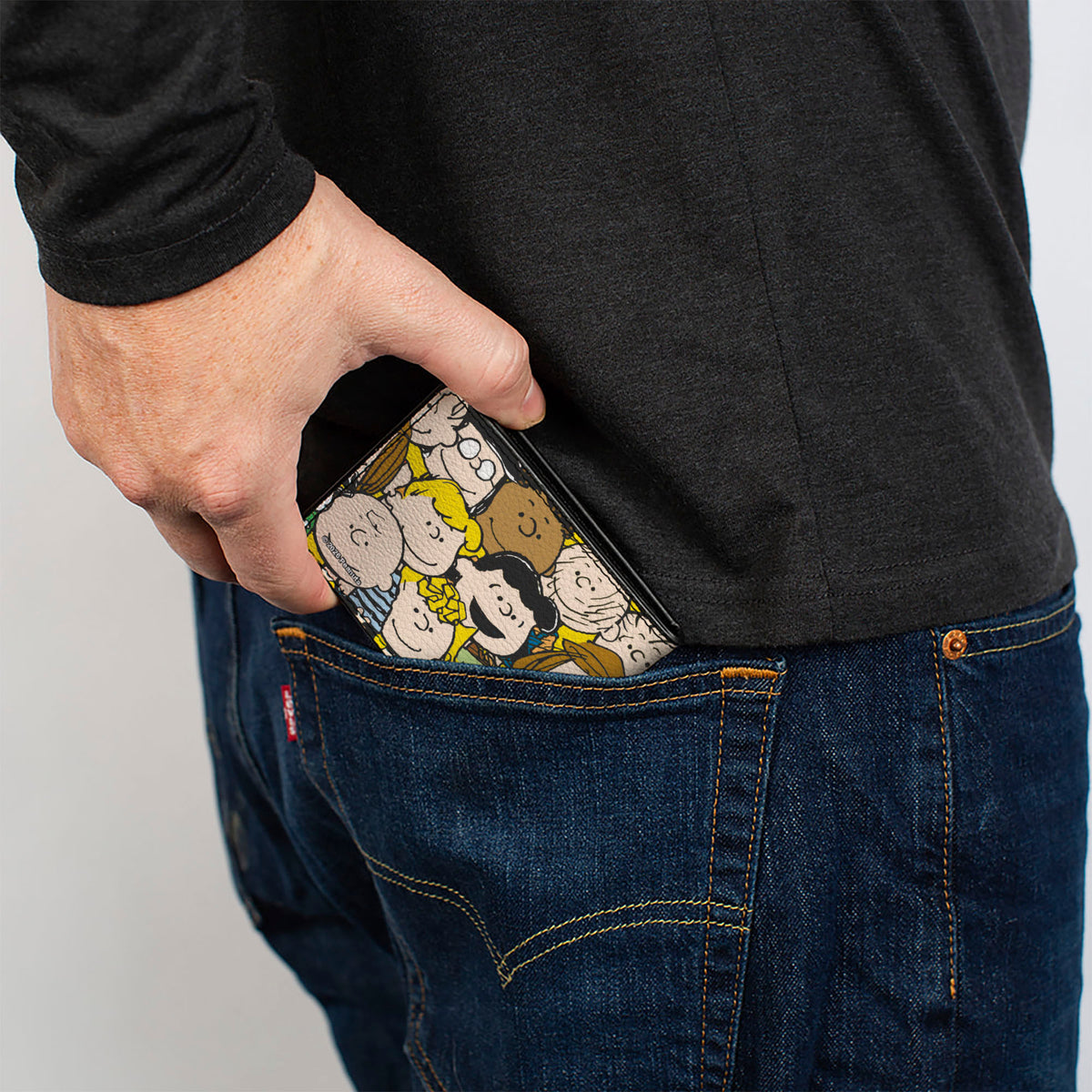 Bi-Fold Wallet - Peanuts Gang Character Faces Stacked Yellow Bi-Fold Wallets Peanuts