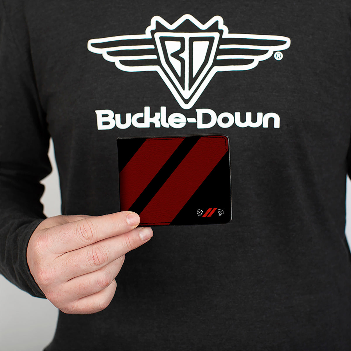Bi-Fold Wallet - Dodge Rhombus Stripe Demon Hellcat Icon Black Red White Bi-Fold Wallets Dodge
