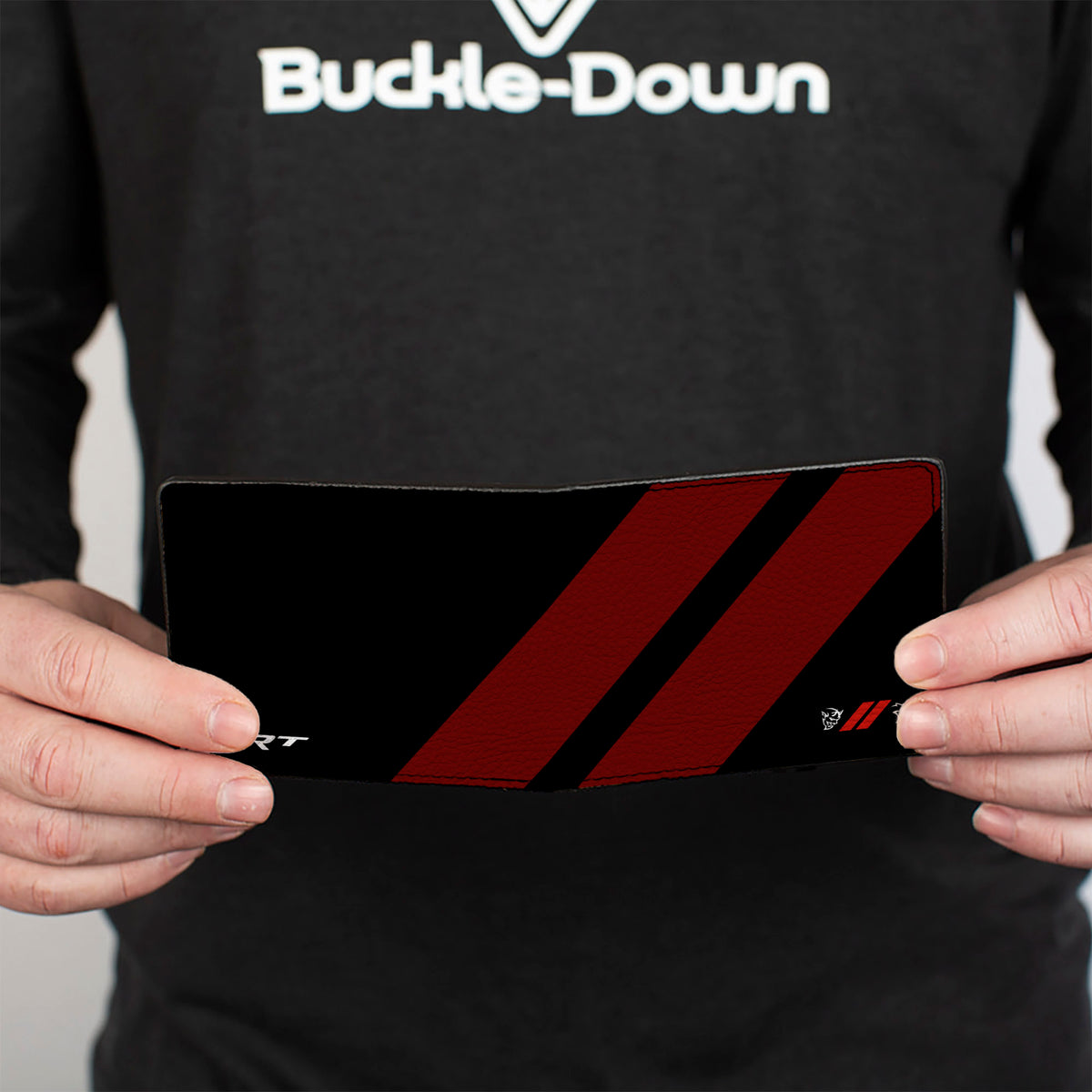 Bi-Fold Wallet - Dodge Rhombus Stripe Demon Hellcat Icon Black Red White Bi-Fold Wallets Dodge