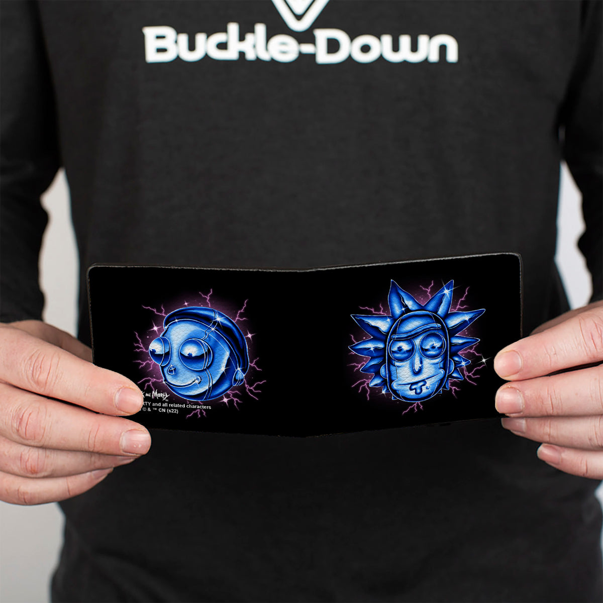 Bi-Fold Wallet - Rick and Morty Electric Faces Black/Blues Bi-Fold Wallets Rick and Morty