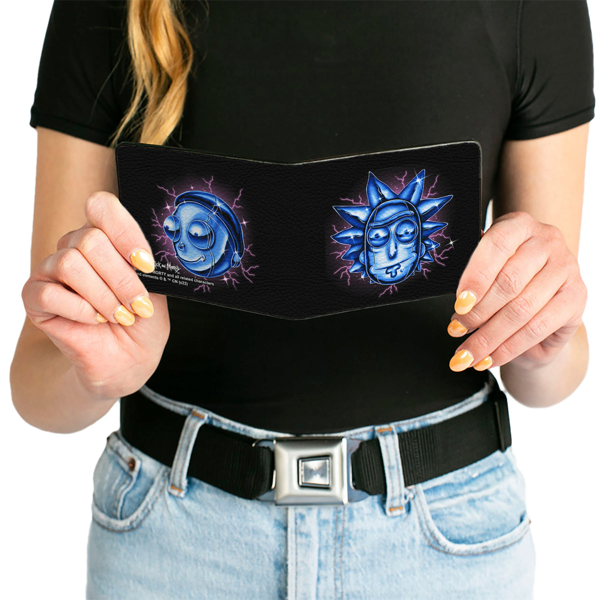 Bi-Fold Wallet - Rick and Morty Electric Faces Black/Blues Bi-Fold Wallets Rick and Morty