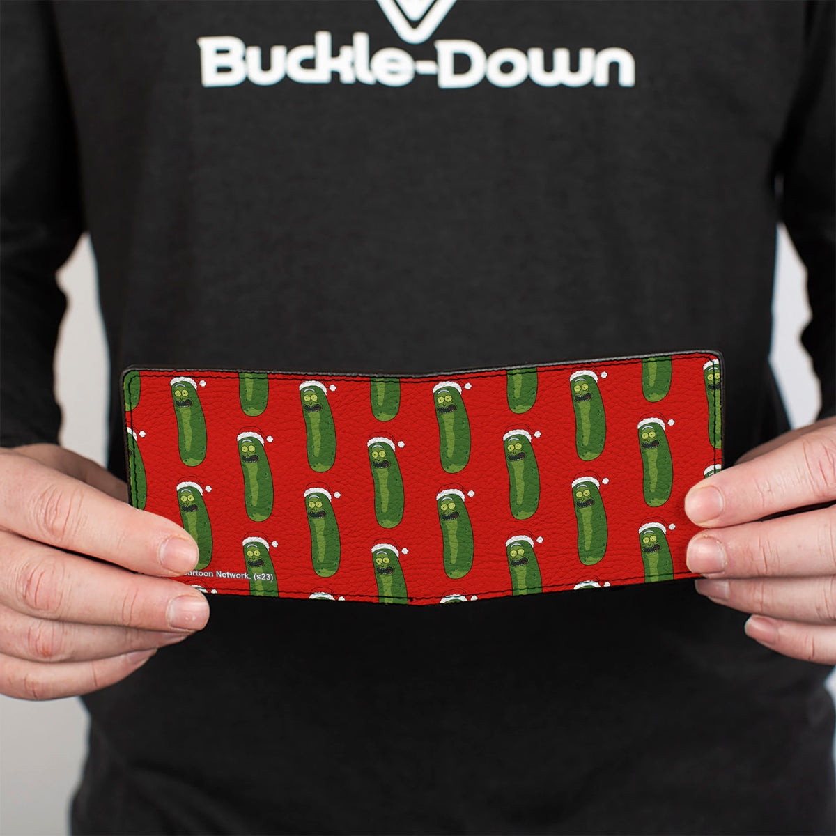 Bi-Fold Wallet - Rick and Morty Holiday Pickle Rick Santa Clause Pose Red Bi-Fold Wallets Rick and Morty