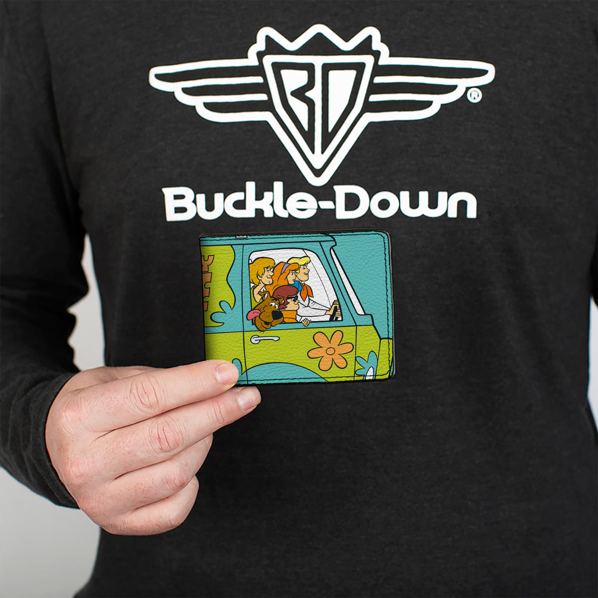 Bi-Fold Wallet - Scooby Doo Group Driving Mystery Machine Side Pose Blue Bi-Fold Wallets Scooby Doo