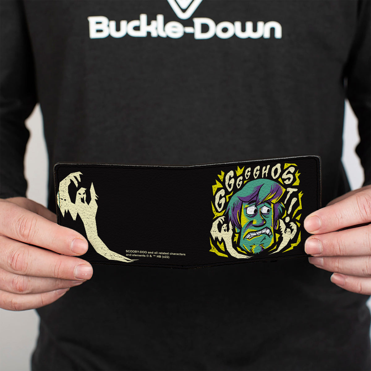 Bi-Fold Wallet - Scooby Doo Shaggy Scared GHOST! Pose Black Bi-Fold Wallets Scooby Doo