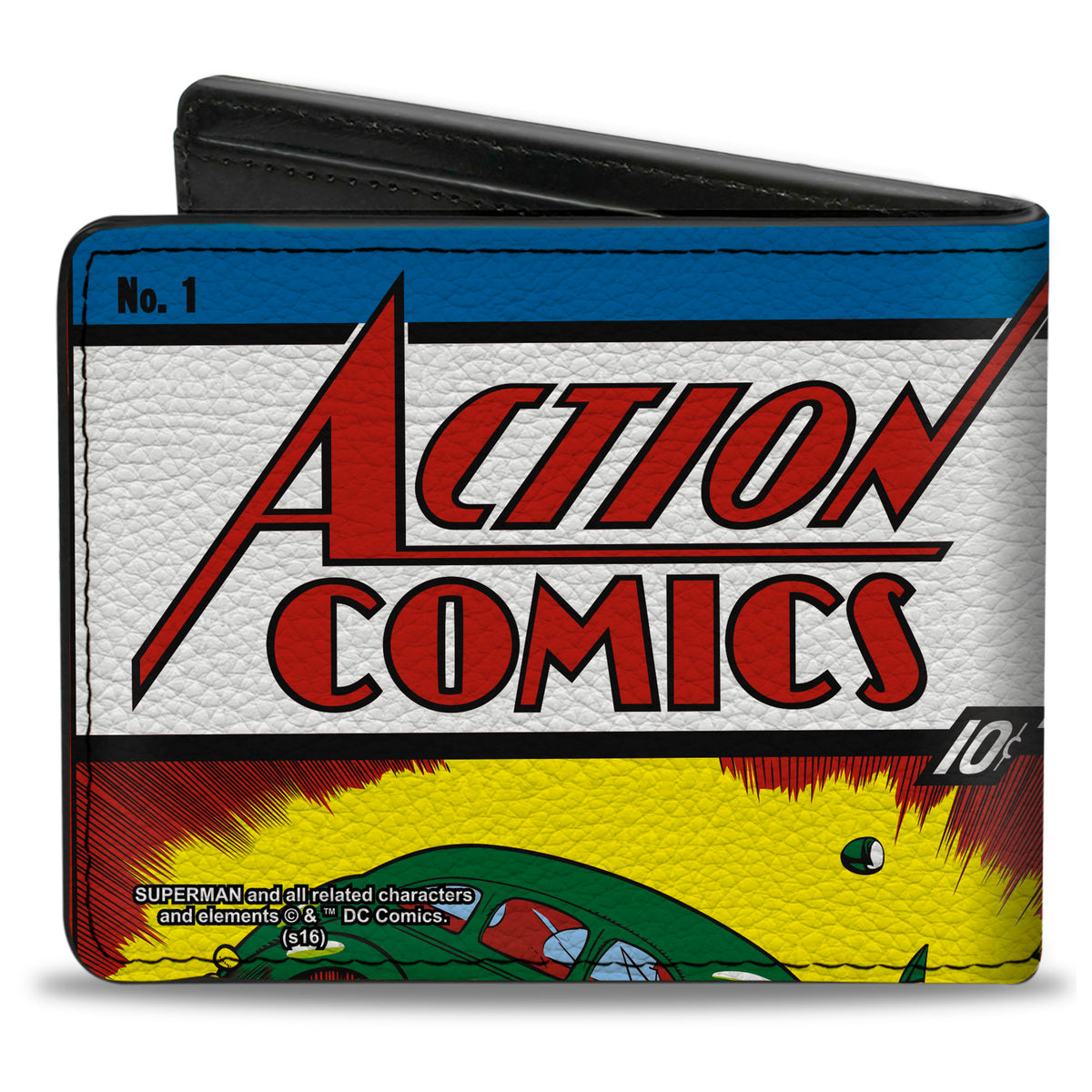 Bi-Fold Wallet - Classic ACTION COMICS Issue #1 Superman Lifting Car Cover Pose Bi-Fold Wallets DC Comics
