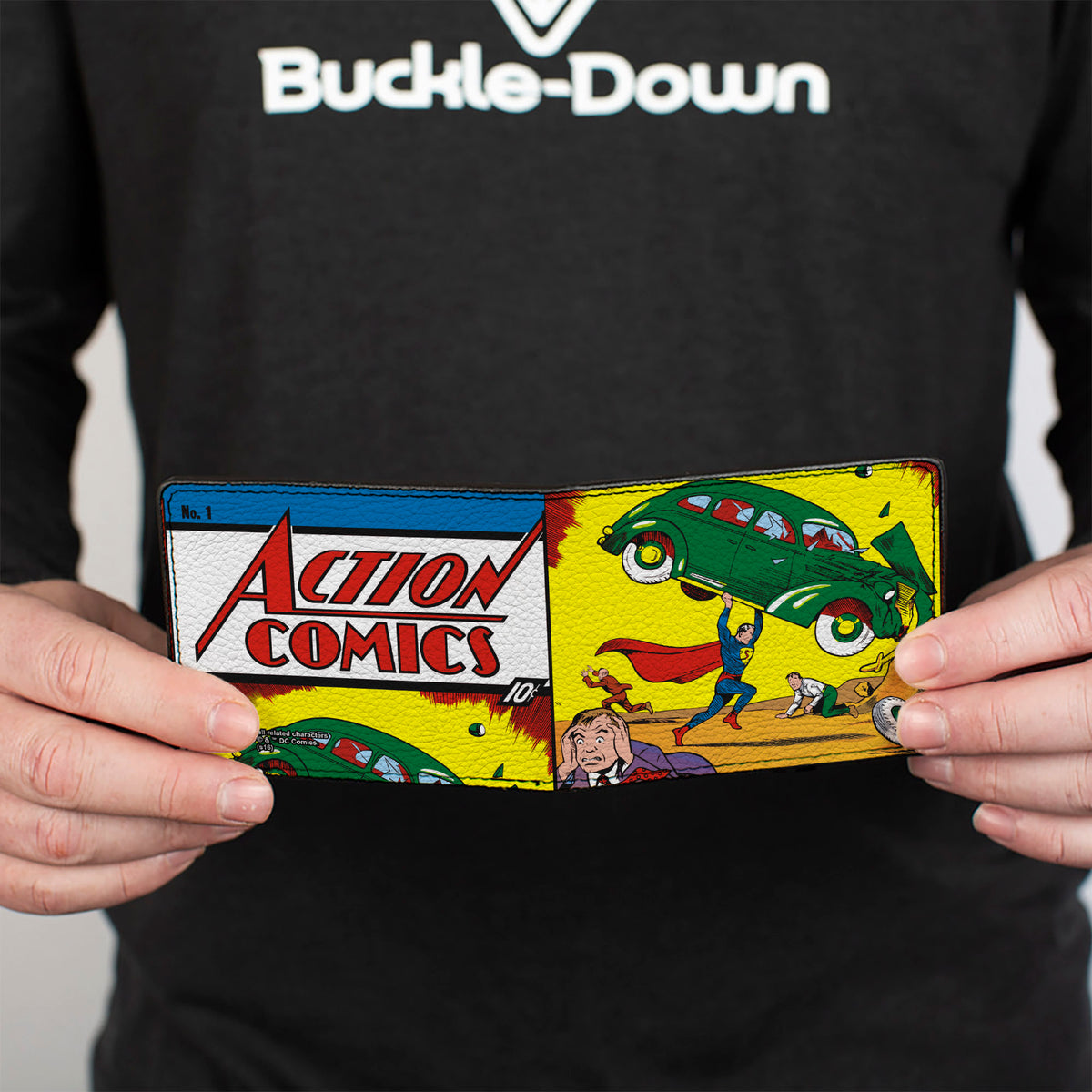 Bi-Fold Wallet - Classic ACTION COMICS Issue #1 Superman Lifting Car Cover Pose Bi-Fold Wallets DC Comics