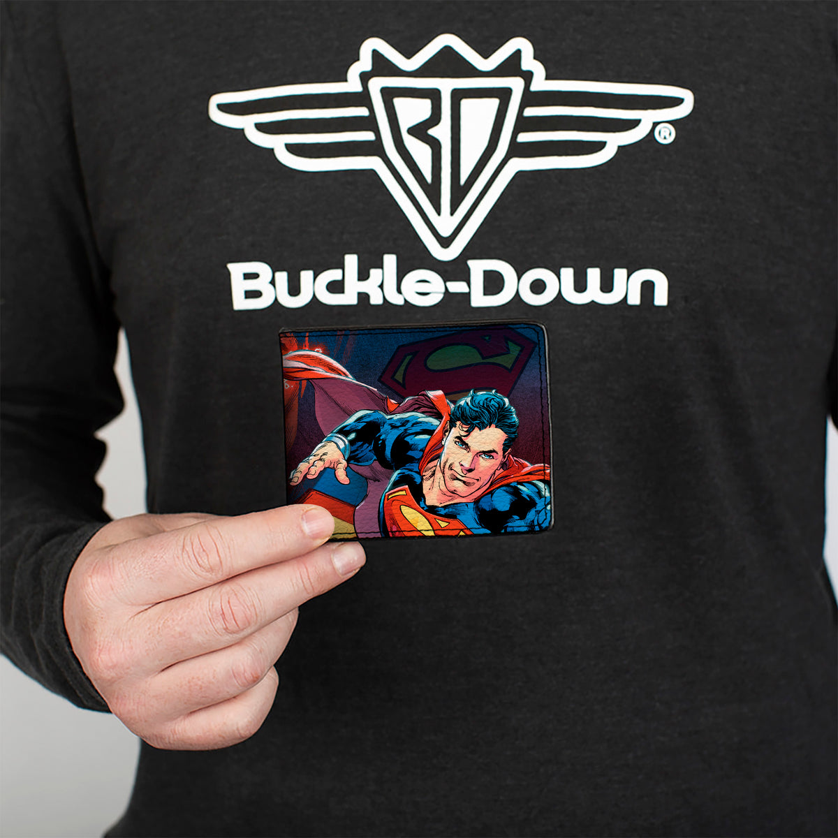Bi-Fold Wallet - Superman Flying Pose Shield + Heat Vision Eyes Pose CLOSE-UP Bi-Fold Wallets DC Comics