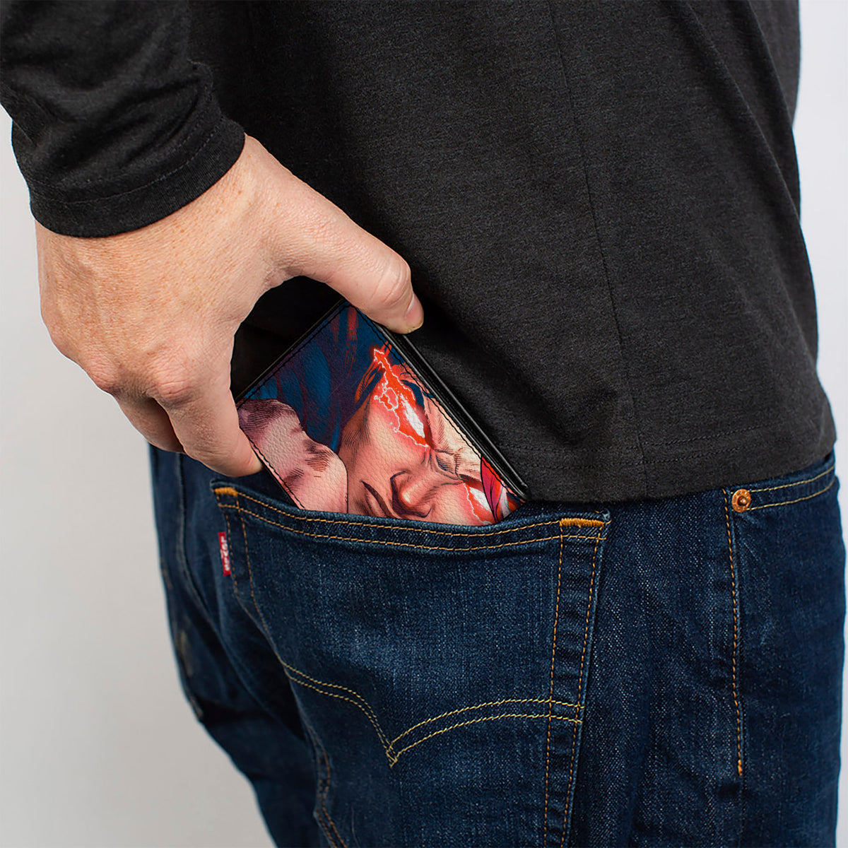 Bi-Fold Wallet - Superman Flying Pose Shield + Heat Vision Eyes Pose CLOSE-UP Bi-Fold Wallets DC Comics