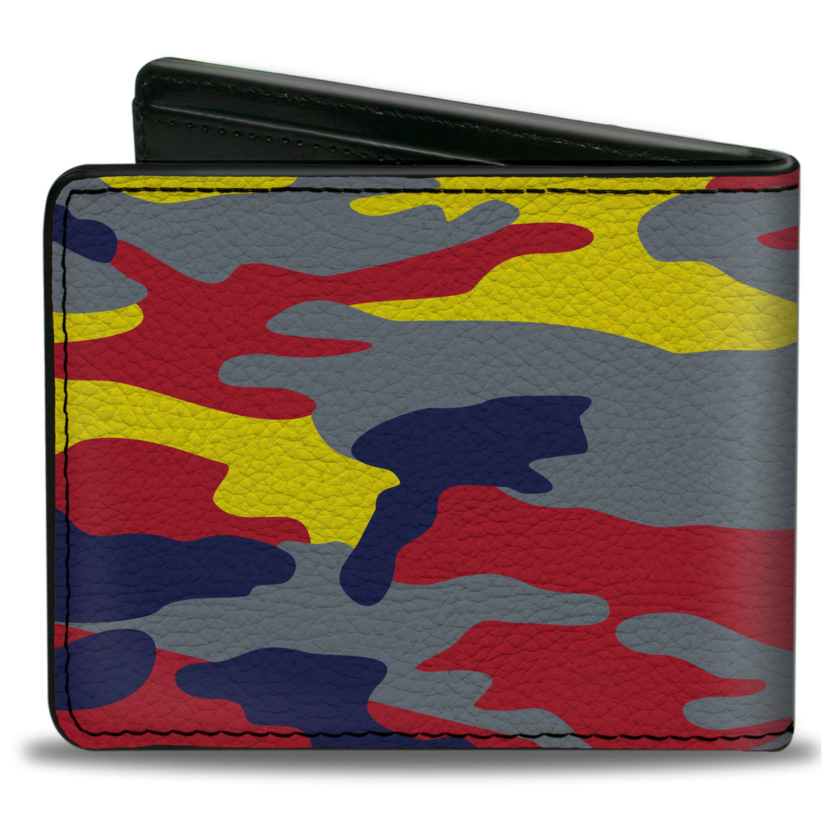 Bi-Fold Wallet - Superman THE ORIGINAL MAN OF STEEL Badge Camo Gray Red Yellow Blue Bi-Fold Wallets DC Comics