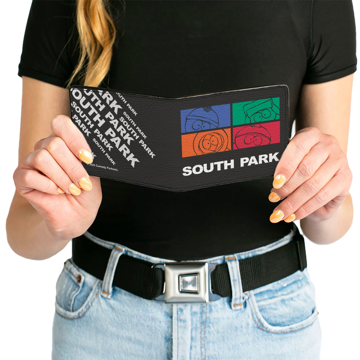 Bi-Fold Wallet - SOUTH PARK Boys Face Blocks and Text Black/Multi Color Bi-Fold Wallets South Park