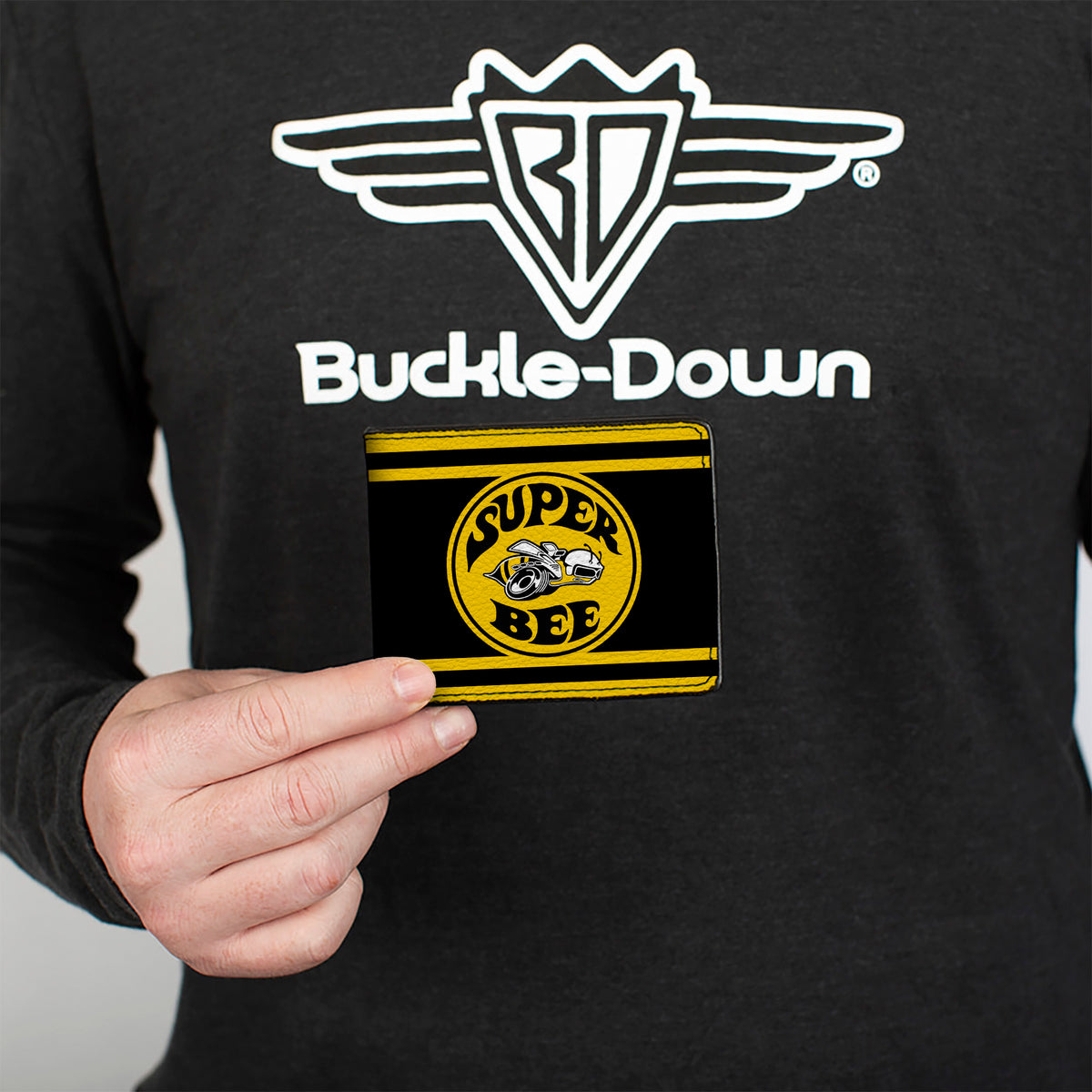 Bi-Fold Wallet - SUPER BEE Logo Stripes Black Yellow Bi-Fold Wallets Dodge