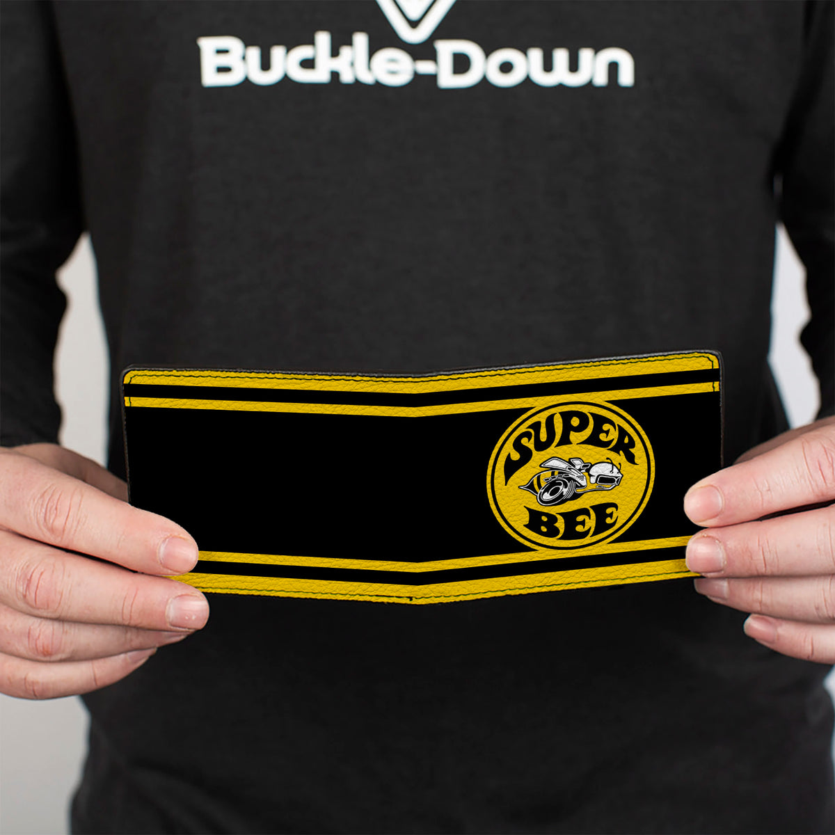 Bi-Fold Wallet - SUPER BEE Logo Stripes Black Yellow Bi-Fold Wallets Dodge
