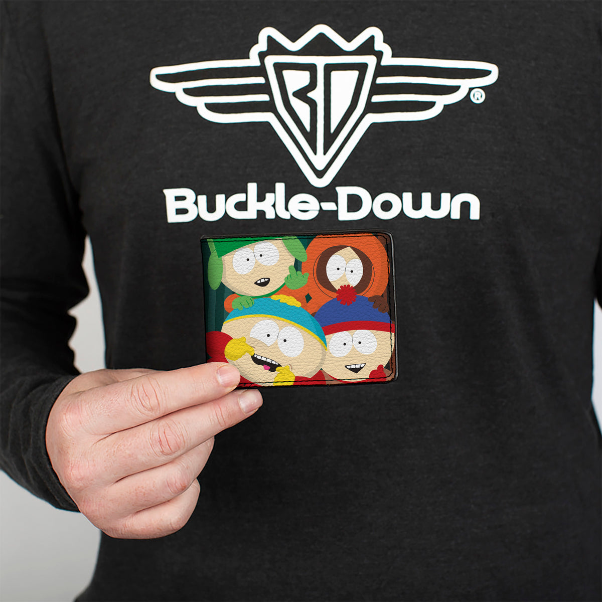 Bi-Fold Wallet - South Park Boys Group Pose Stripe Greens Bi-Fold Wallets South Park