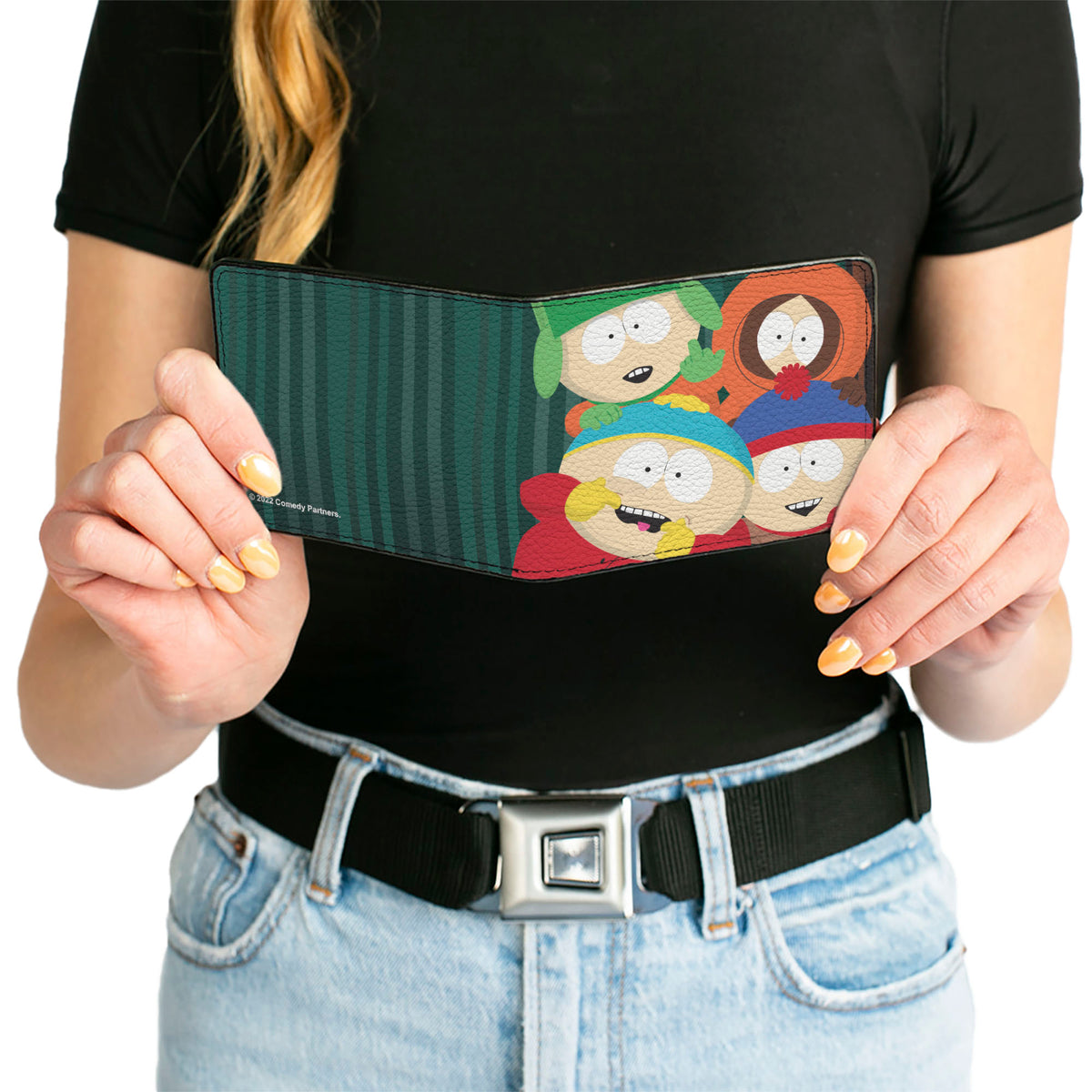 Bi-Fold Wallet - South Park Boys Group Pose Stripe Greens Bi-Fold Wallets South Park