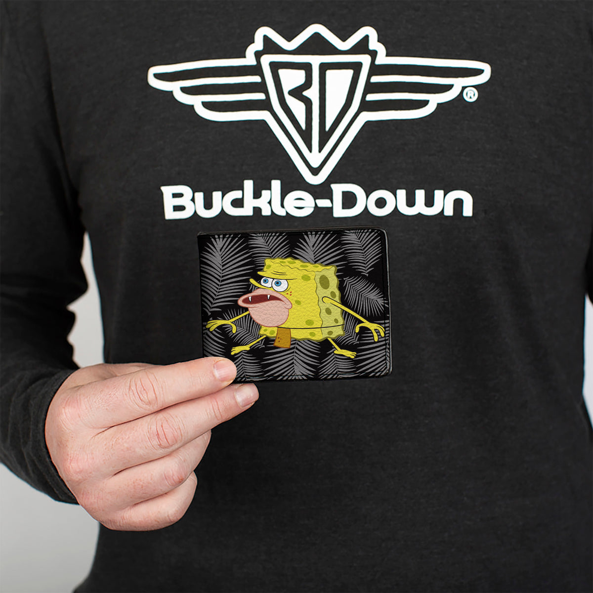 Bi-Fold Wallet - Primitive Sponge Pose Leaves Black Gray Bi-Fold Wallets SpongeBob SquarePants