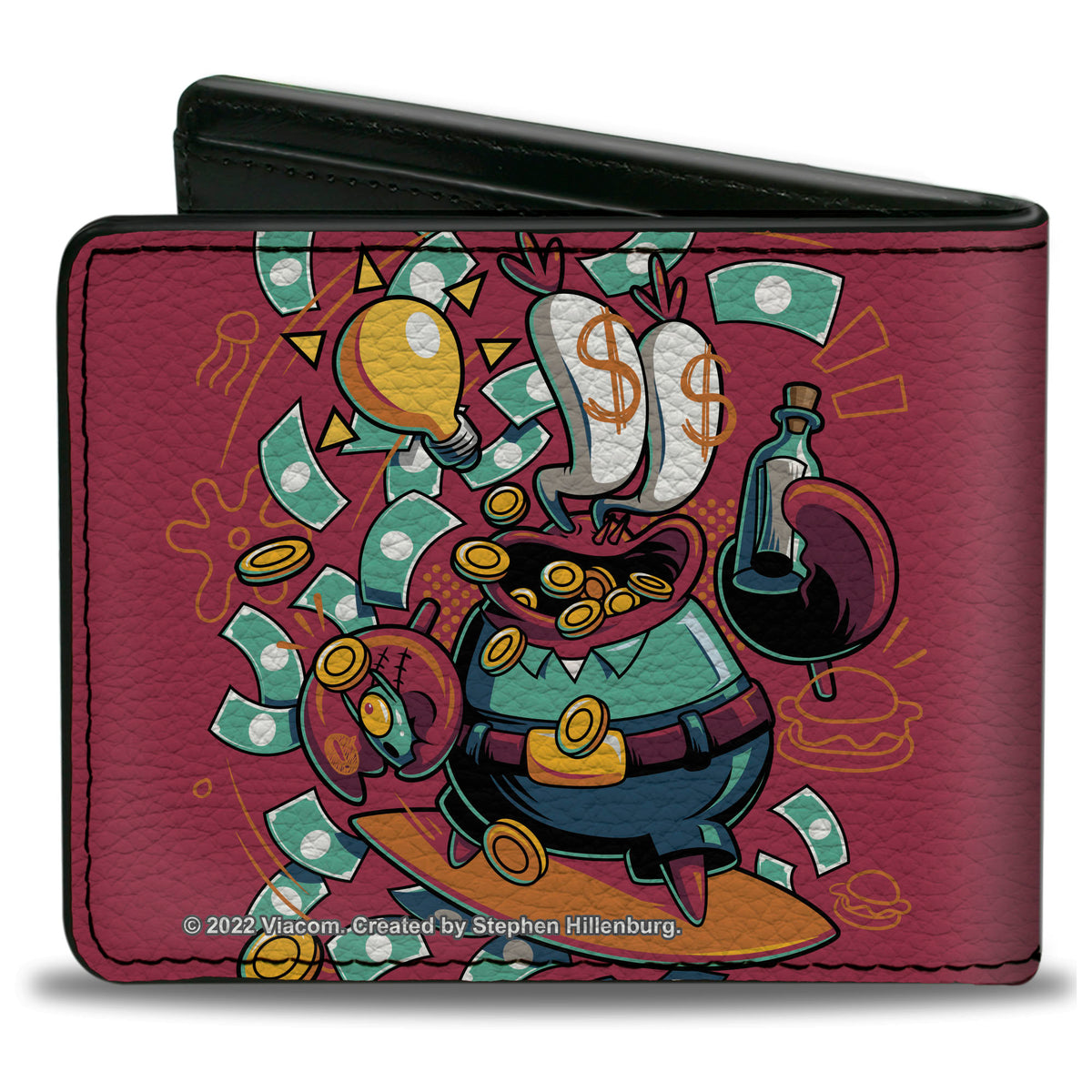 Bi-Fold Wallet - SpongeBob Mr. Krabs Dollar Sign Pose Pink Bi-Fold Wallets SpongeBob SquarePants