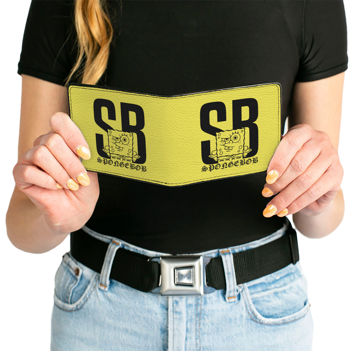 Bi-Fold Wallet - SpongeBob SB Winking Pose Yellow/Black Bi-Fold Wallets SpongeBob SquarePants