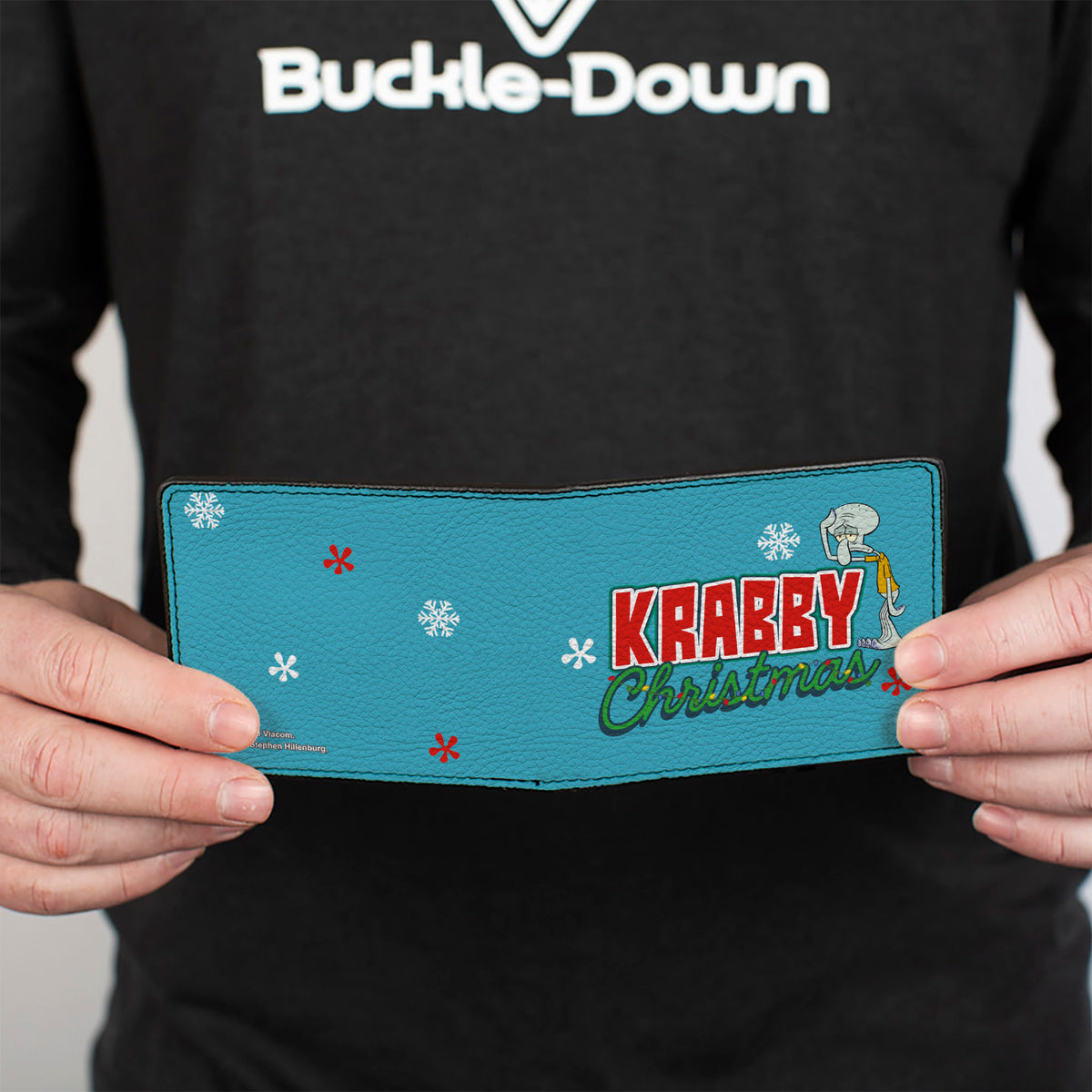 Bi-Fold Wallet - SpongeBob Squidward KRABBY CHRISTMAS Pose Blue Bi-Fold Wallets SpongeBob SquarePants