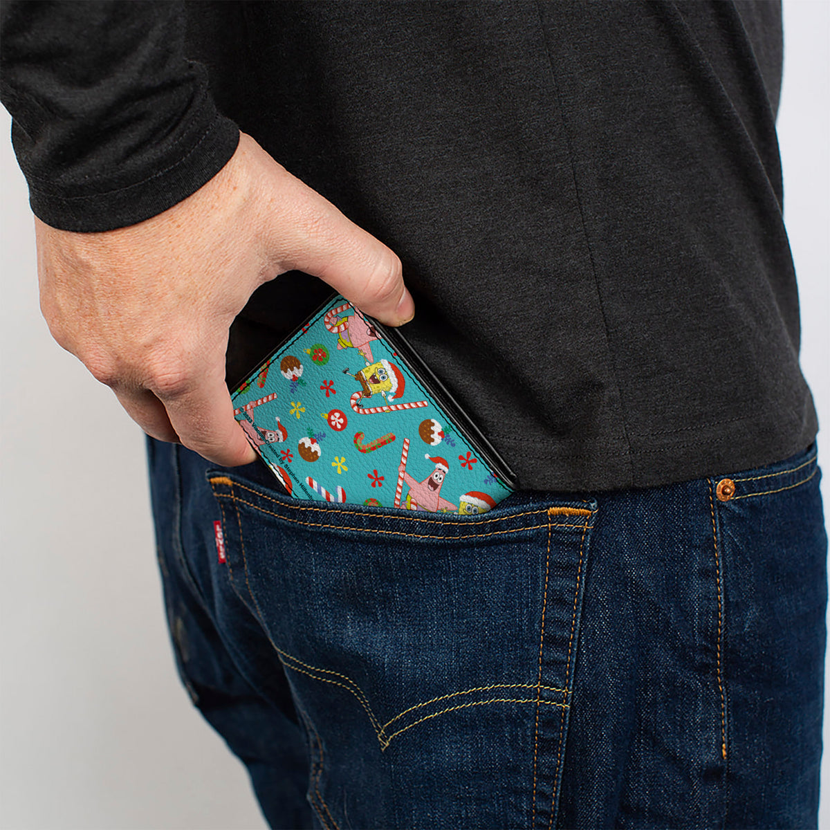 Bi-Fold Wallet - SpongeBob SquarePants and Patrick Star Holiday Treats Christmas Collage Turquoise Bi-Fold Wallets SpongeBob SquarePants
