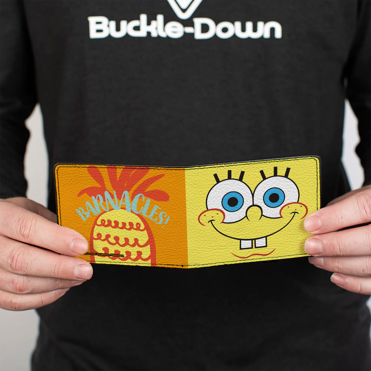 Bi-Fold Wallet - SpongeBob SquarePants Character Close-Up Face and BARNACLES Pineapple Blocks Bi-Fold Wallets SpongeBob SquarePants