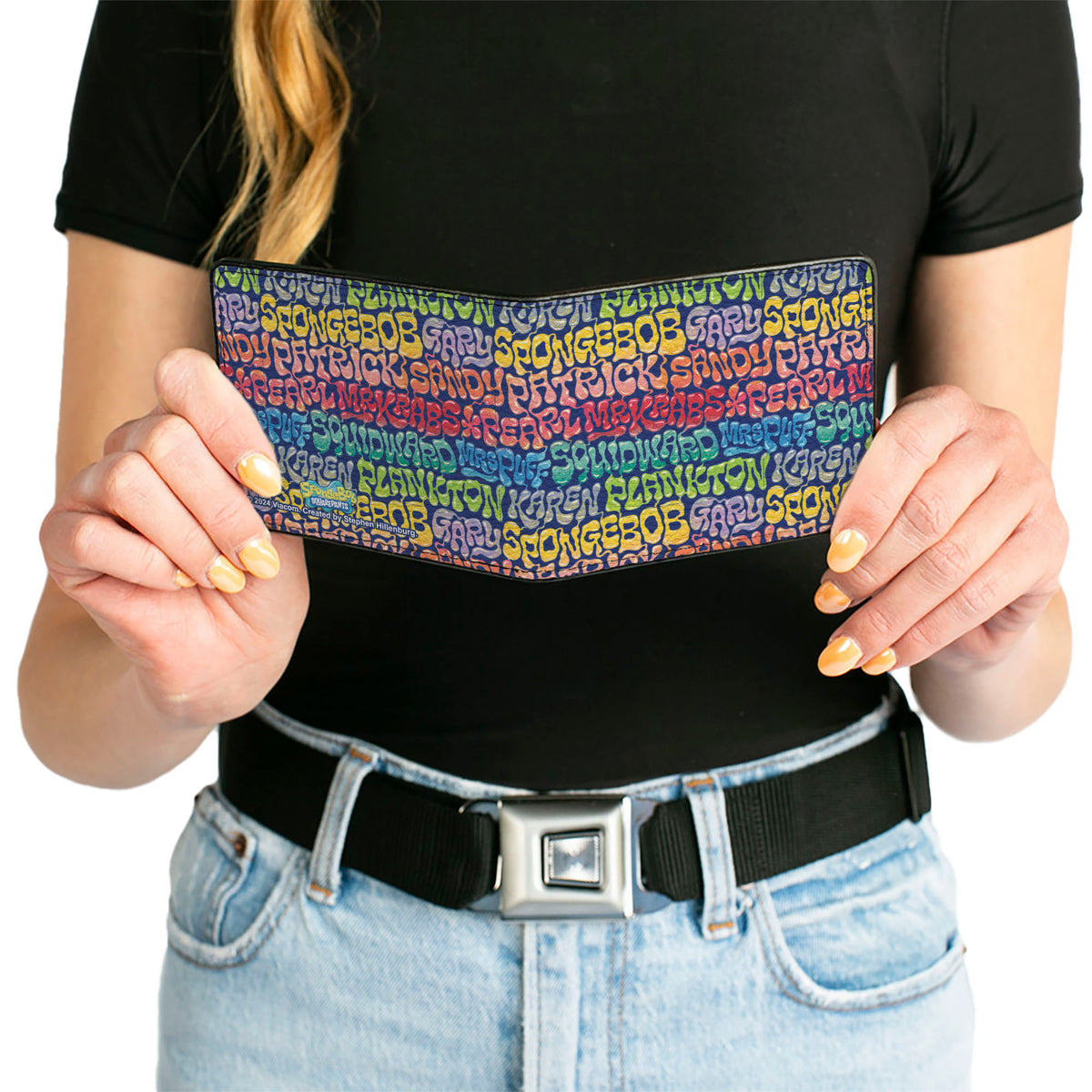 Bi-Fold Wallet - SpongeBob SquarePants and Friends Names Collage Blue/Multi Color Bi-Fold Wallets SpongeBob SquarePants