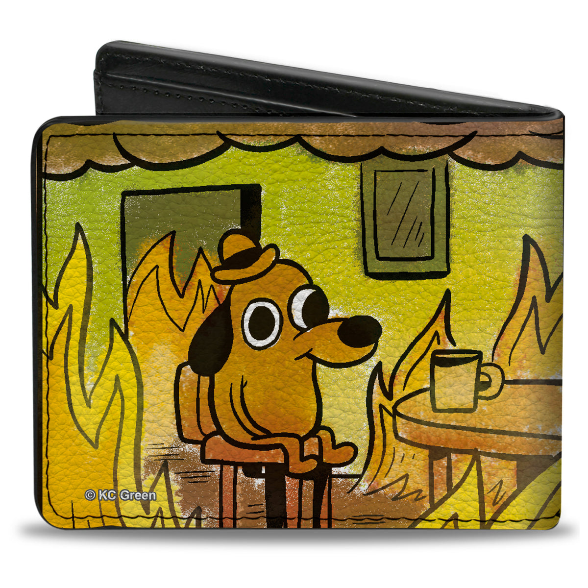 Bi-Fold Wallet - THIS IS FINE Question Hound Cafe Fire Comic Strip Bi-Fold Wallets This is Fine
