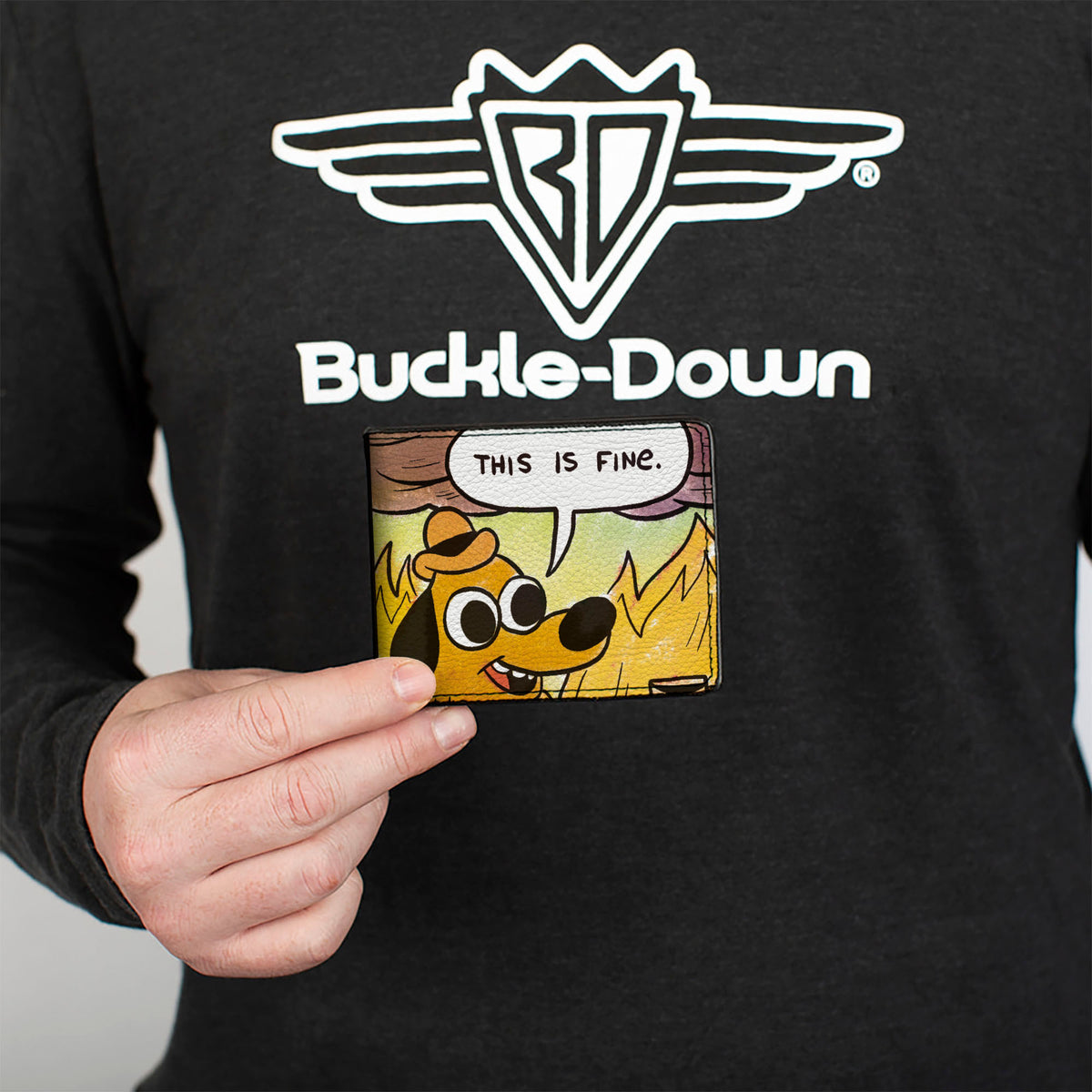 Bi-Fold Wallet - THIS IS FINE Question Hound Cafe Fire Comic Strip Bi-Fold Wallets This is Fine