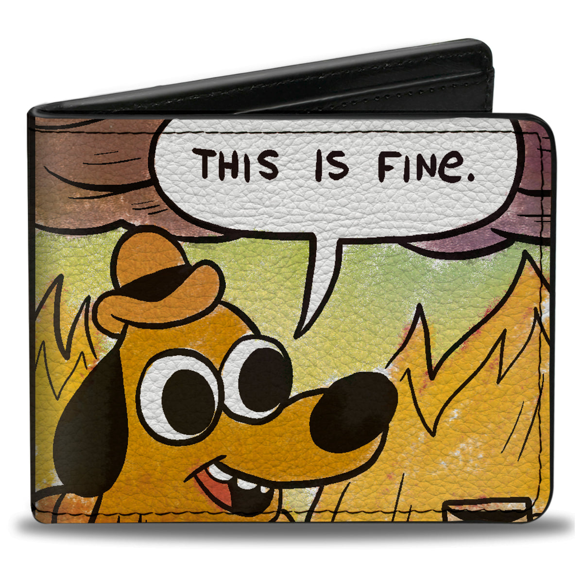 Bi-Fold Wallet - THIS IS FINE Question Hound Cafe Fire Comic Strip Bi-Fold Wallets This is Fine