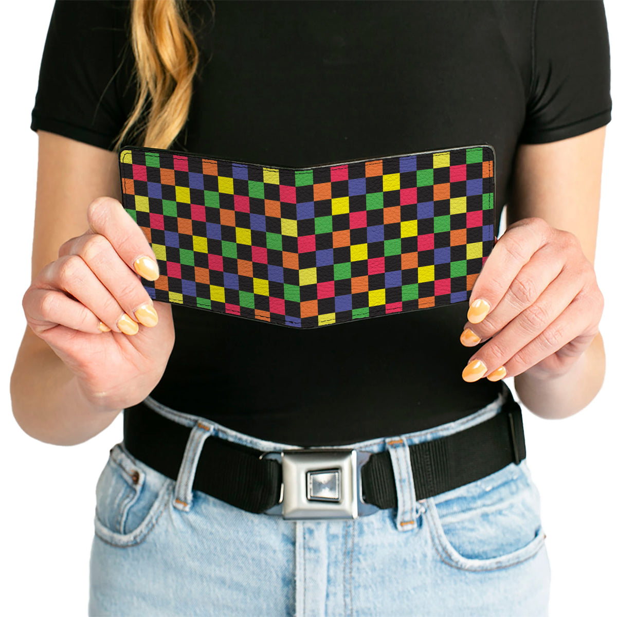 Bi-Fold Wallet - Checker Black Multi Neon Bi-Fold Wallets Buckle-Down