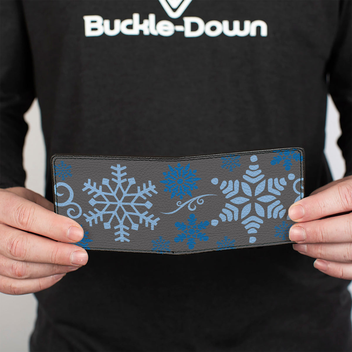 Bi-Fold Wallet - Holiday Snowflakes Gray Blue Bi-Fold Wallets Buckle-Down