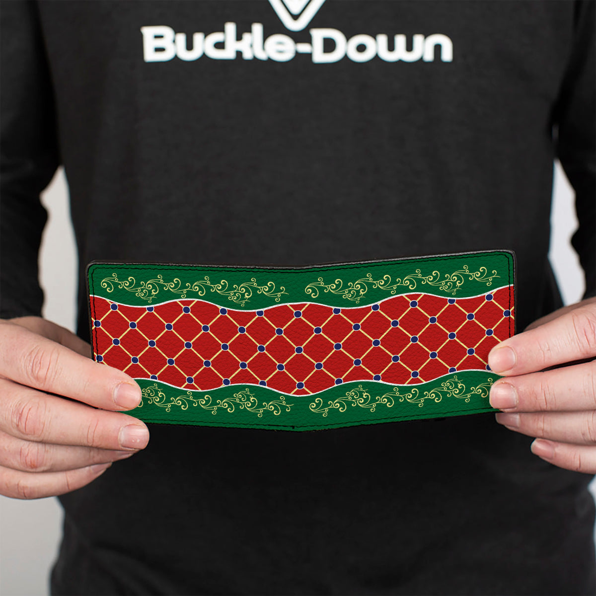 Bi-Fold Wallet - Holiday Trim Stripe Green Red Bi-Fold Wallets Buckle-Down