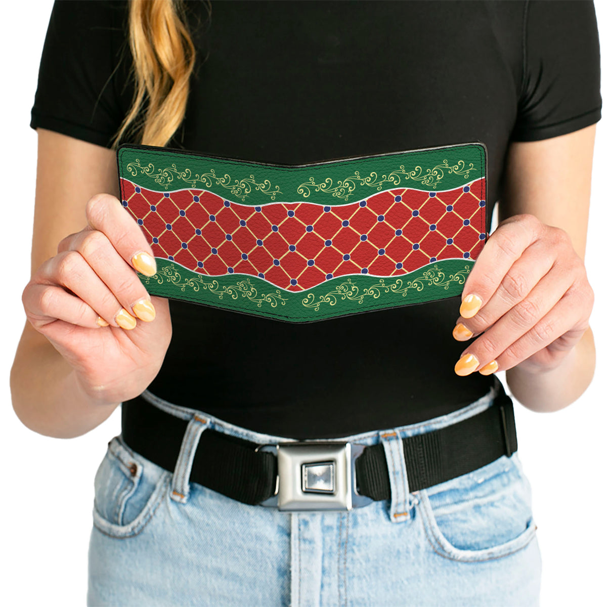 Bi-Fold Wallet - Holiday Trim Stripe Green Red Bi-Fold Wallets Buckle-Down
