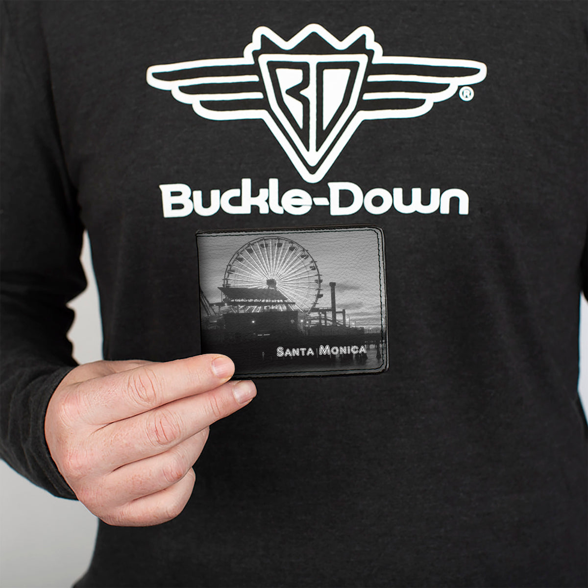 Bi-Fold Wallet - Vivid SANTA MONICA Pier Skyline Grays White Bi-Fold Wallets Buckle-Down