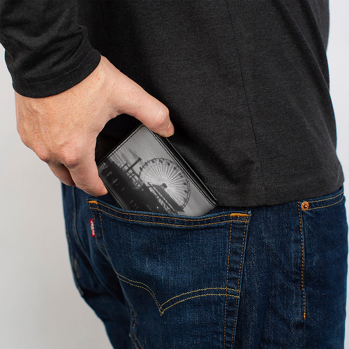 Bi-Fold Wallet - Vivid SANTA MONICA Pier Skyline Grays White Bi-Fold Wallets Buckle-Down