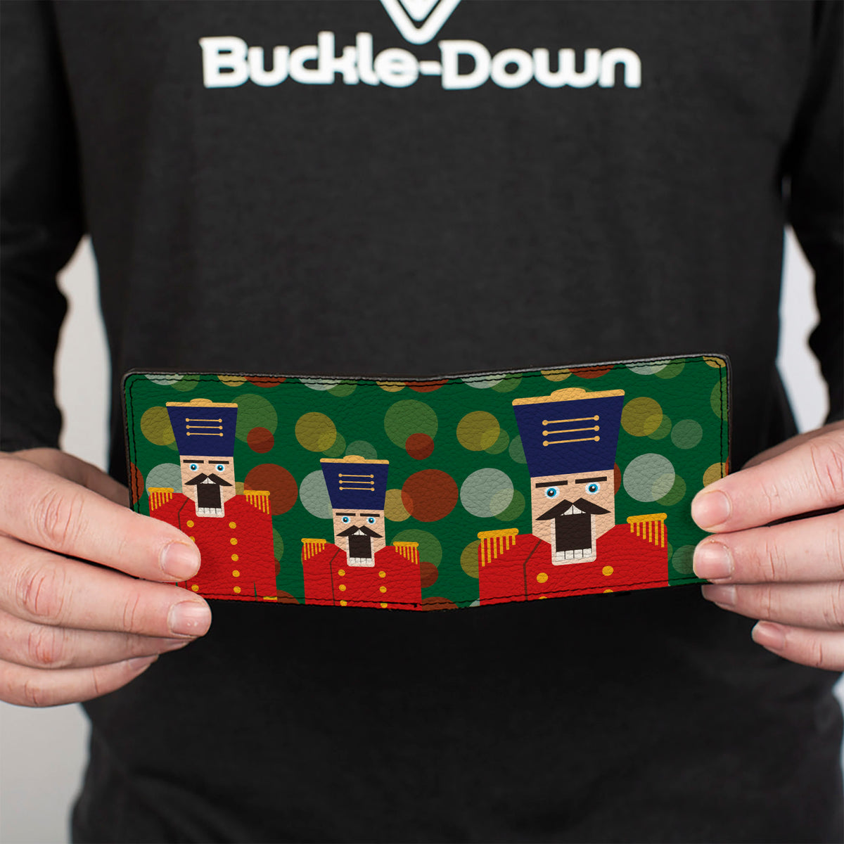 Bi-Fold Wallet - Christmas Nutcracker Polka Dots Greens Gold Red Bi-Fold Wallets Buckle-Down