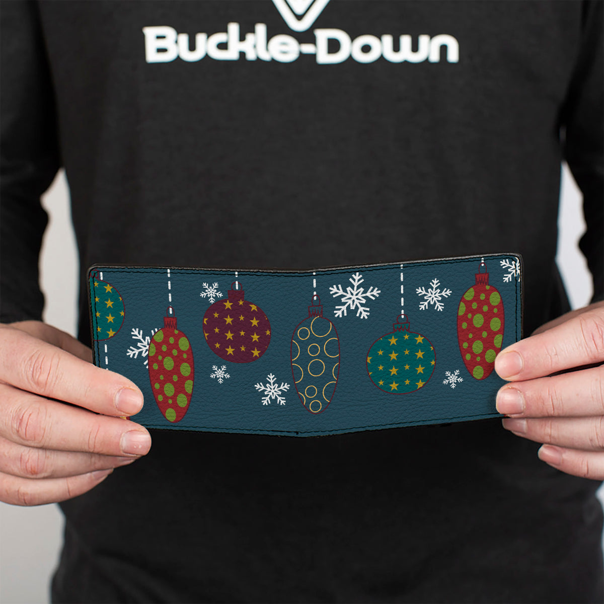 Bi-Fold Wallet - Christmas Ornaments Snowflakes Blue White Multi Color Bi-Fold Wallets Buckle-Down