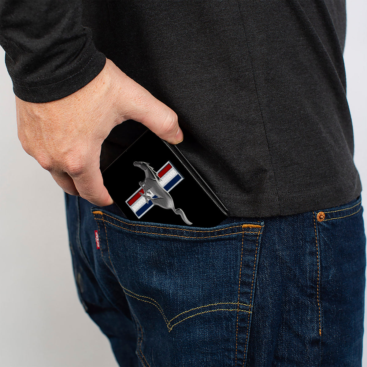 Bi-Fold Wallet - Ford Mustang w Bars Logo CENTERED Bi-Fold Wallets Ford