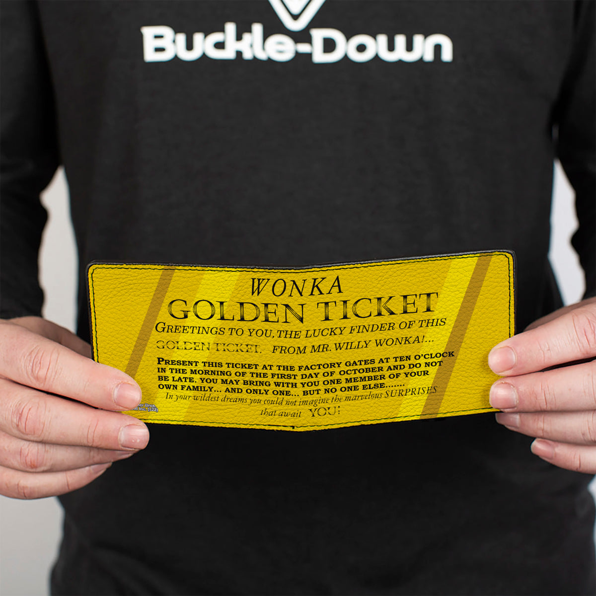 Bi-Fold Wallet - Willy Wonka and the Chocolate Factory Golden Ticket Text Yellows Bi-Fold Wallets Willy Wonka and the Chocolate Factory