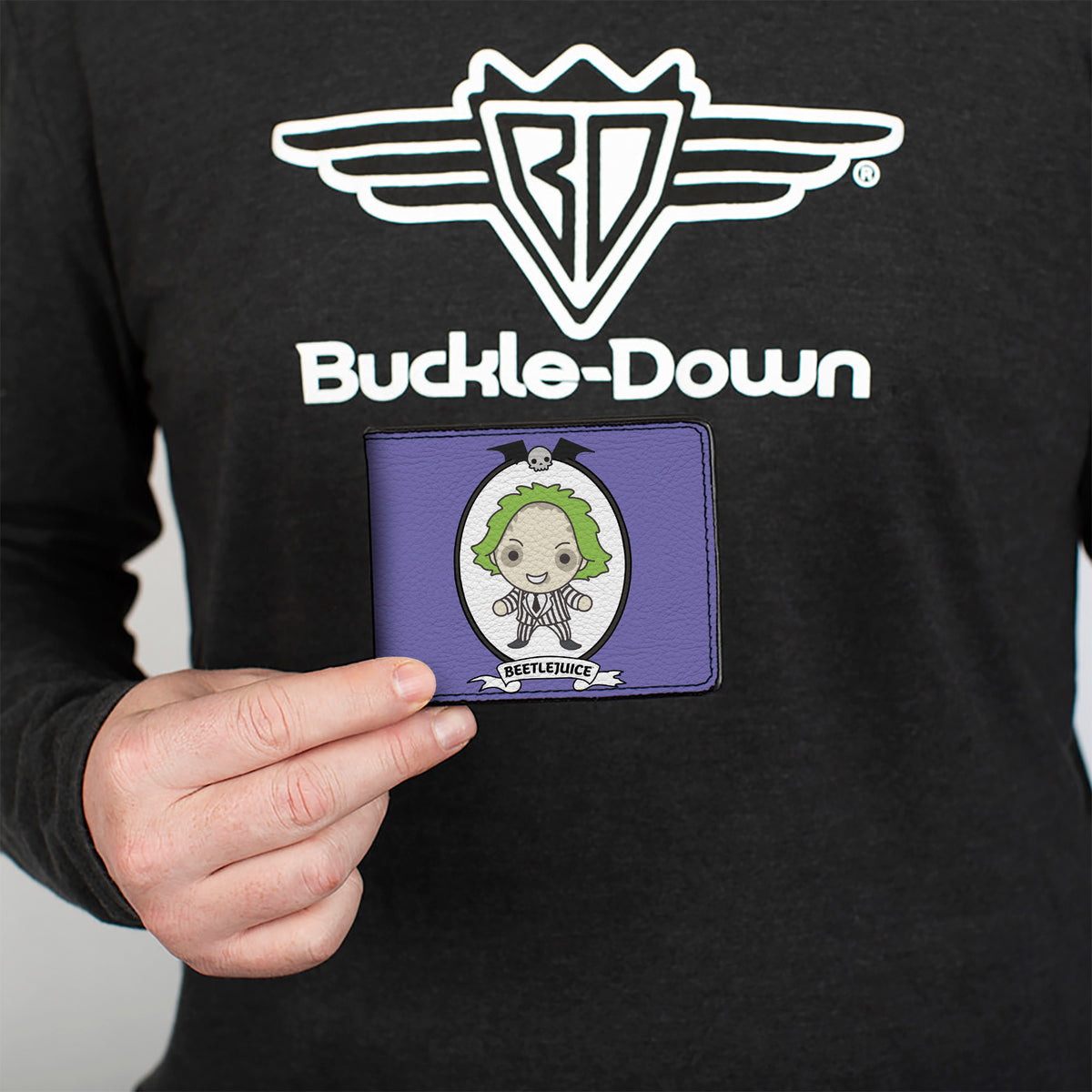 Bi-Fold Wallet - BEETLEJUICE Chibi Full Body Portrait Pose Blue Bi-Fold Wallets Beetlejuice