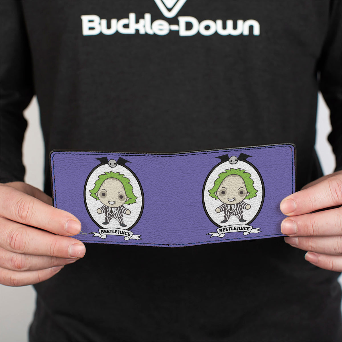 Bi-Fold Wallet - BEETLEJUICE Chibi Full Body Portrait Pose Blue Bi-Fold Wallets Beetlejuice