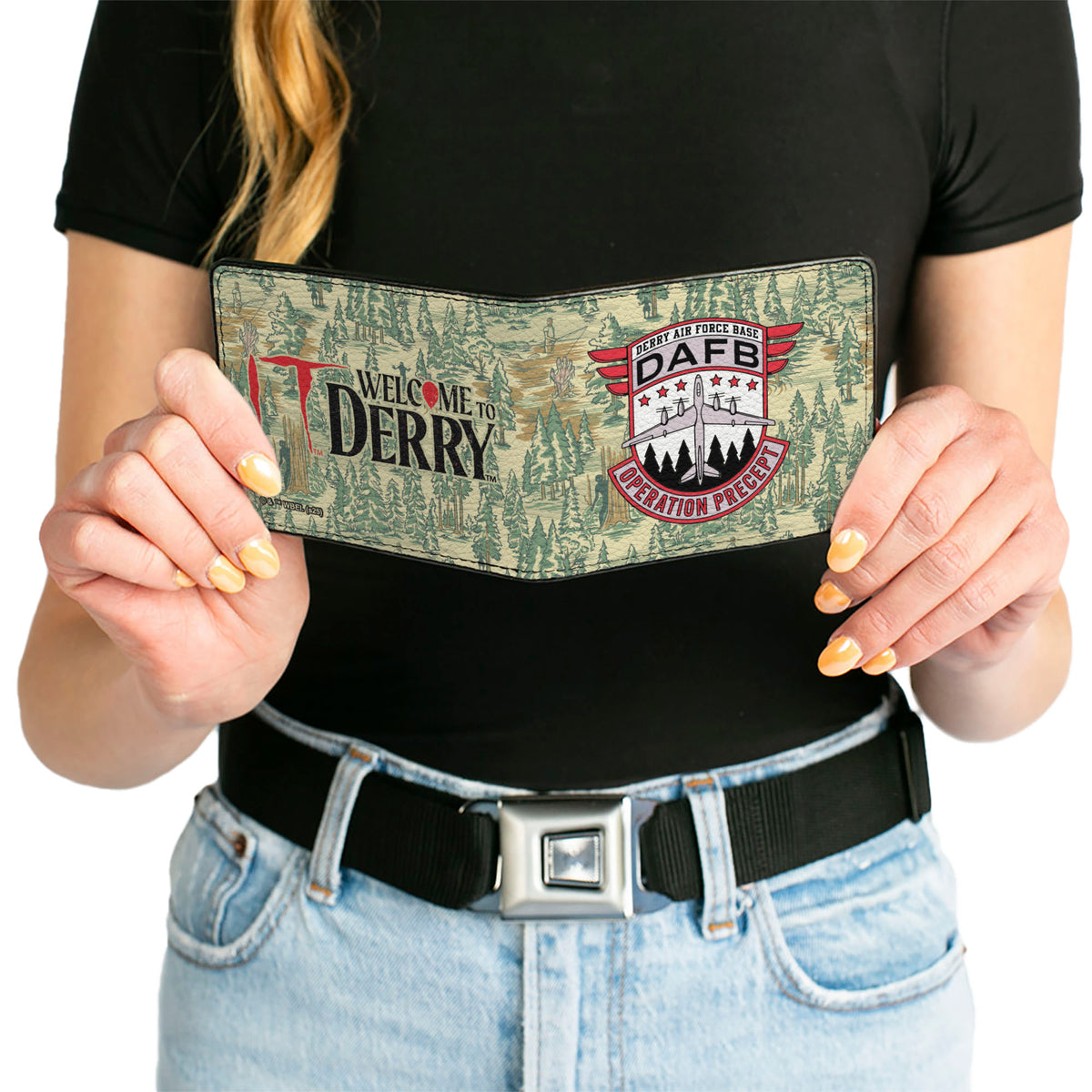 Bi-Fold Wallet - IT WELCOME TO DERRY AIR FORCE BASE and Forest Scenery Beige/Greens Bi-Fold Wallets IT