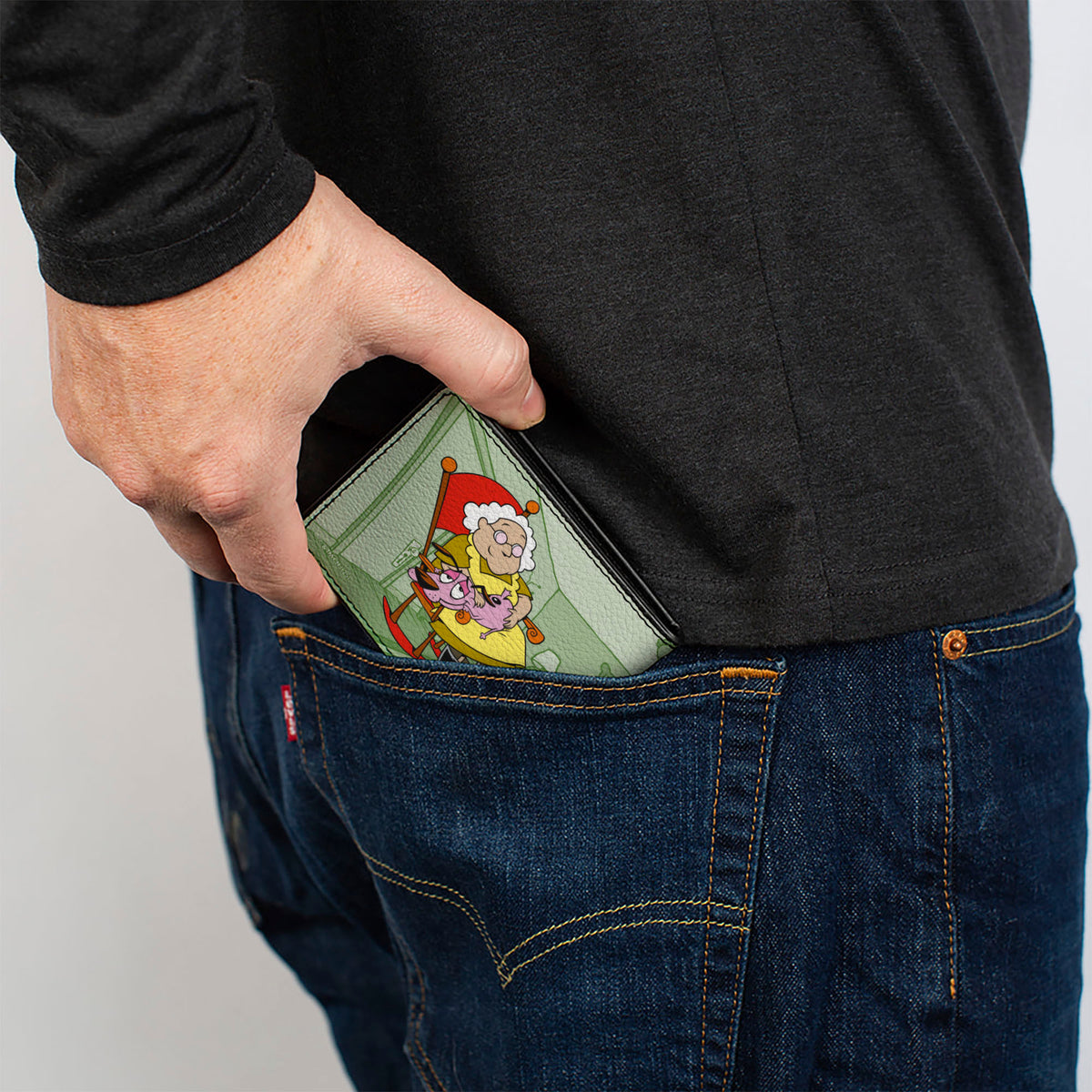 Bi-Fold Wallet - COURAGE THE COWARDLY DOG with Muriel Pose and Title Logo Greens Bi-Fold Wallets Courage the Cowardly Dog