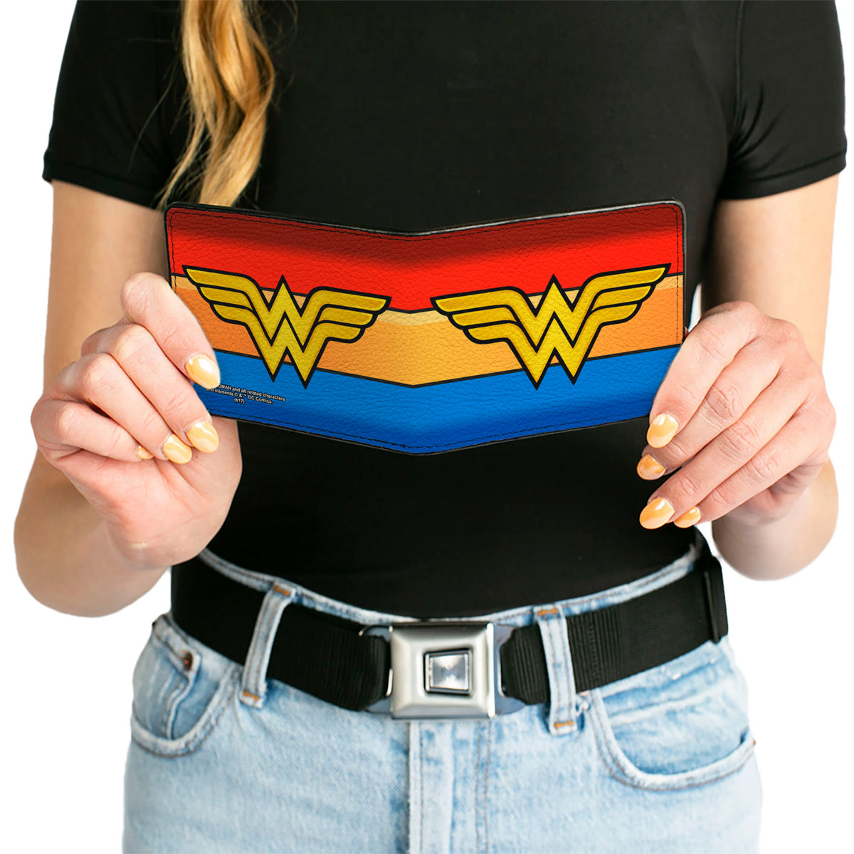 Bi-Fold Wallet - Wonder Woman Logo Stripe Red Yellows Blue Bi-Fold Wallets DC Comics