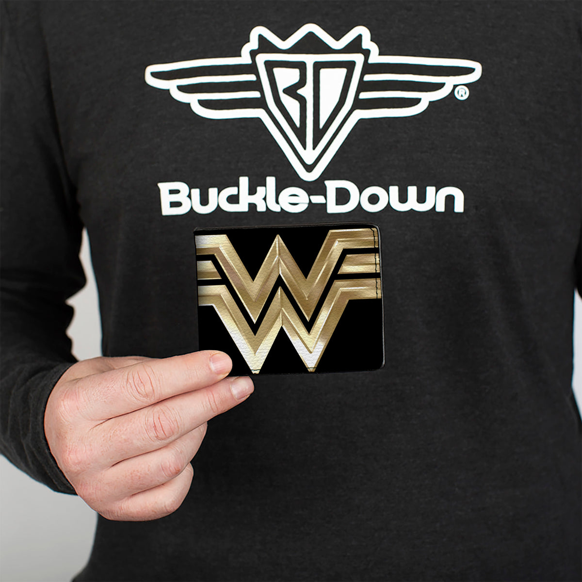 Bi-Fold Wallet - WONDER WOMAN 1984 WW Logo CLOSE-UP Black Golds Bi-Fold Wallets DC Comics