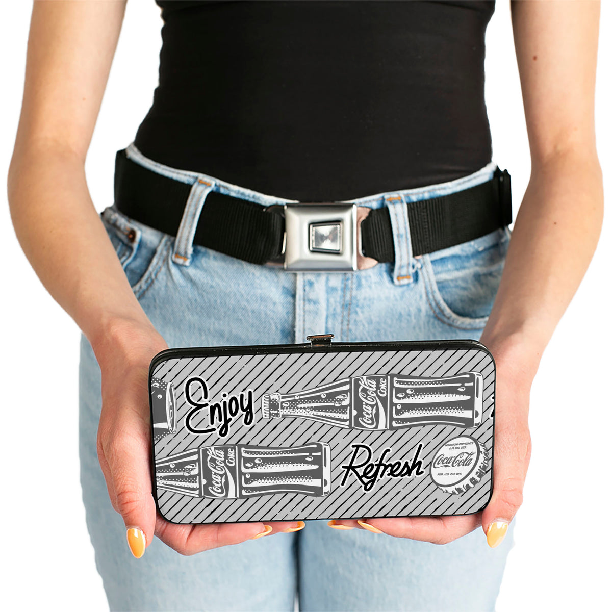Hinged Wallet - Coca-Cola ENJOY REFRESH Can and Bottle Grays/White/Black Hinged Wallets Coca-Cola