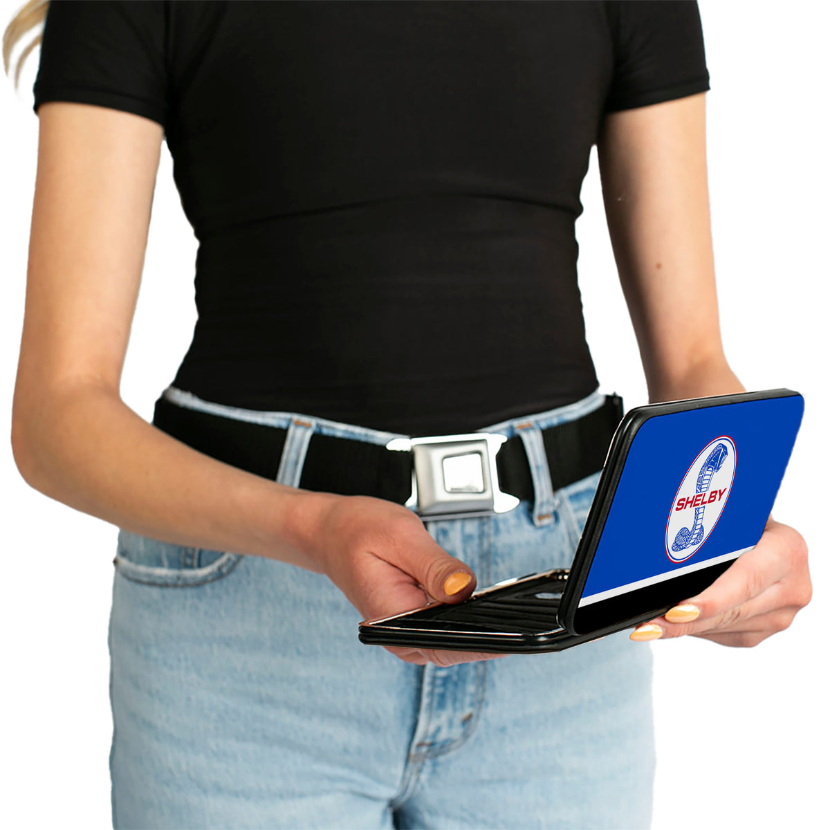 Hinged Wallet - SHELBY Tiffany Split Stripe Blue Red White Black Hinged Wallets Shelby